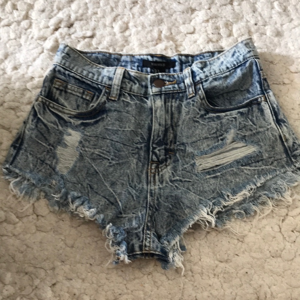 Forever 21 Denim Acid Wash Shorts
